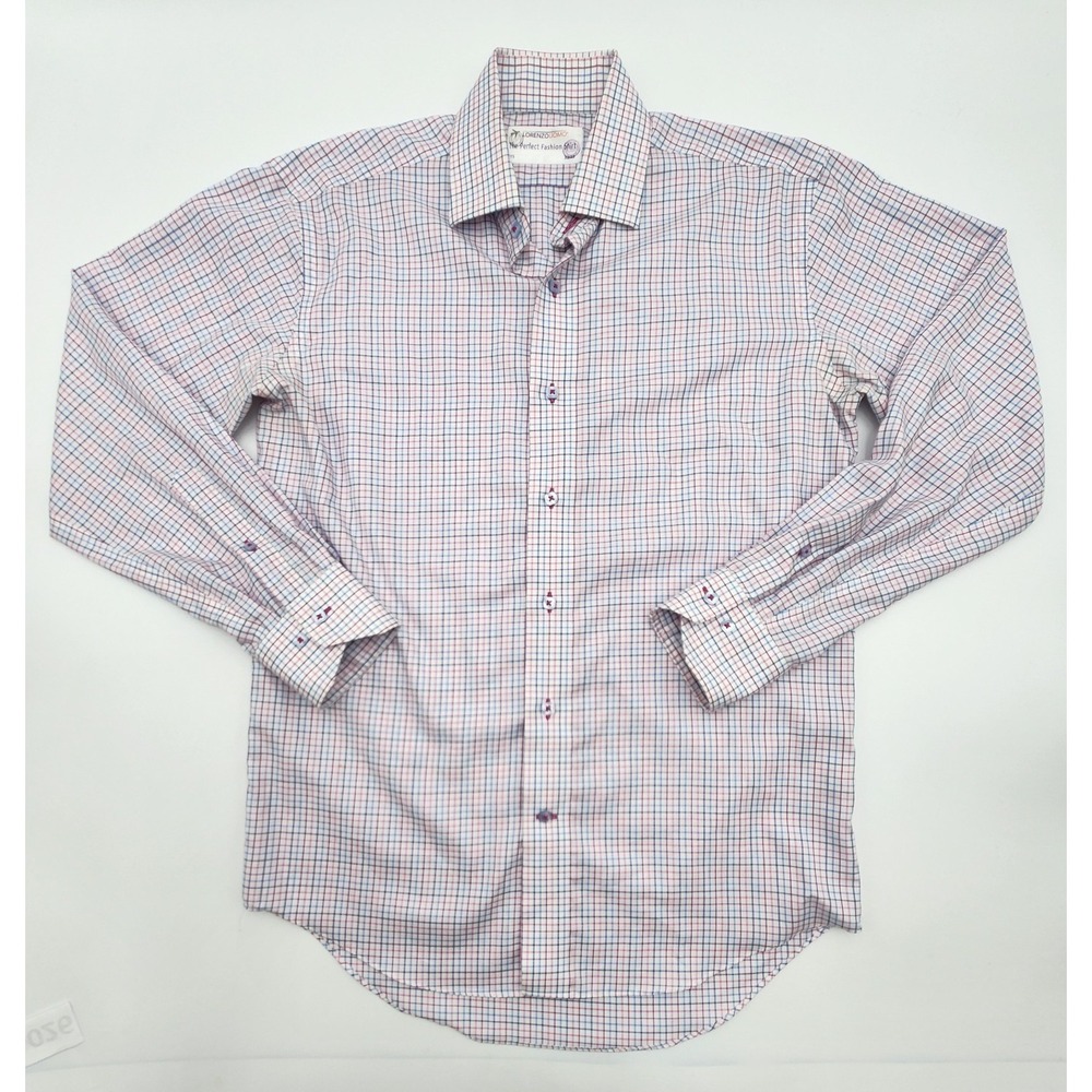 Lorenzo Uomo Men's Long Sleeve Button Up Perfect Blue Dress Shirt Size 15 32/33